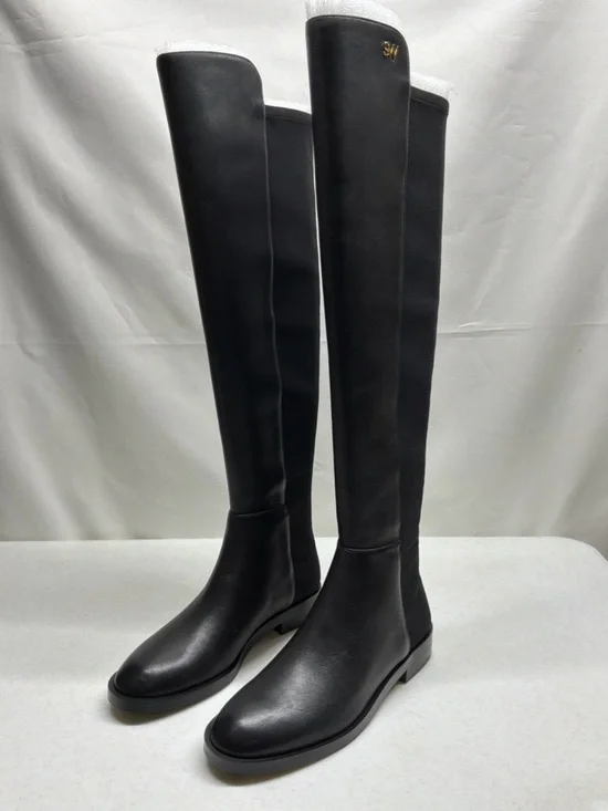 Stuart Weitzman Keelan Black Leather and Microstretch Over the Knee Boot 6.5 NIB