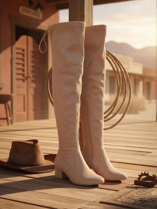 NWOT Over-the-Knee Block Heel Boots in Sand Color(6.5)