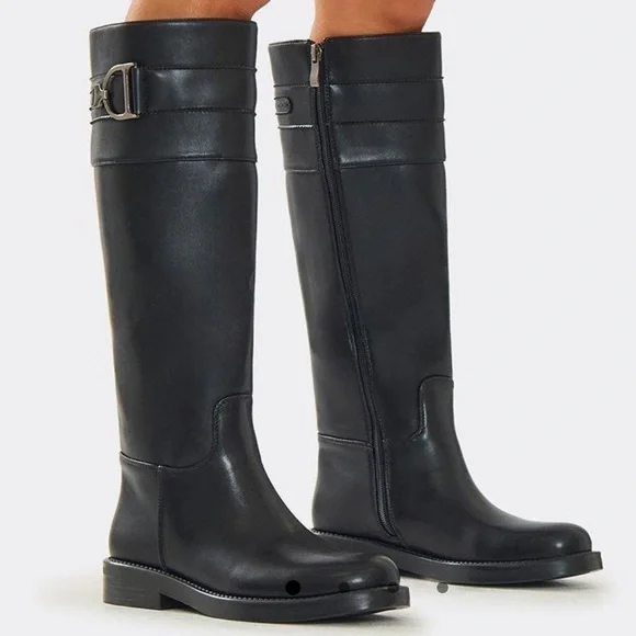 Black Knee-High Leather Boots