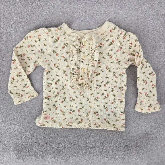 Ralph Lauren‎ Baby 9M Floral Waffle Knit Ruffle Top Cottagecore