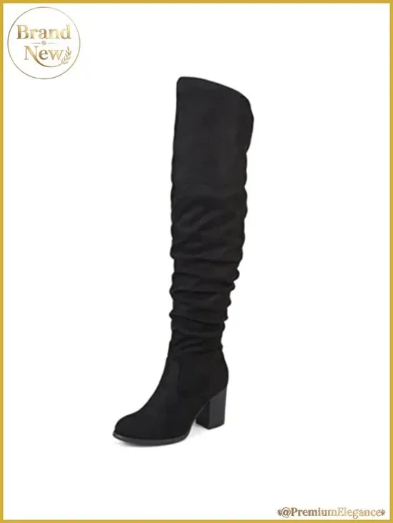 Faux Suede Over-The-Knee Boots 3in Stacked Heel Inside Zip Women