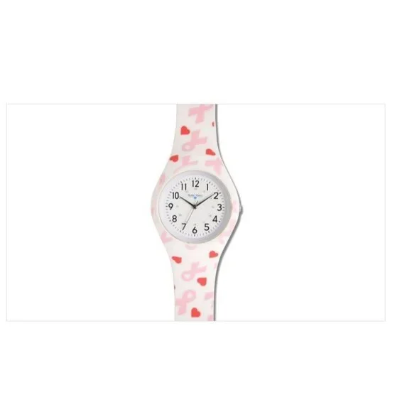 Nurse Mates ribbons hearts nurse watch water-resistant silicone strap -Pink/ Red