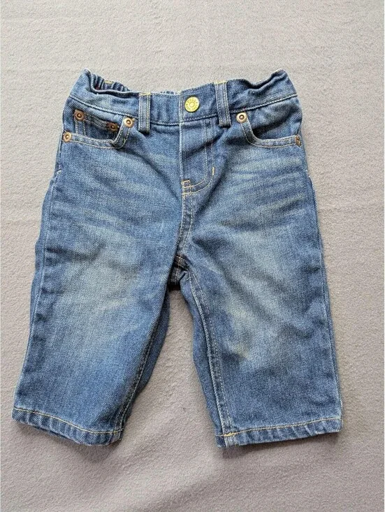 Polo Ralph Lauren Jeans Boys 3-6 Months Blue Denim Elastic Waist Snap Ankle