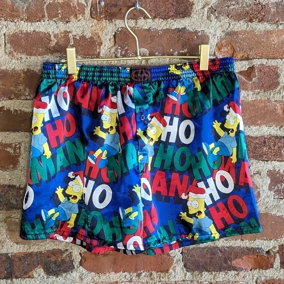 St. Tropez XL Bart Simpson Santa Hat Christmas Satin‎ Blend Boxers