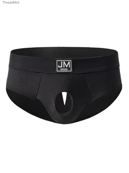Men's Low Rise Mesh Briefs with Open Cutout Design, Breathable Quick Dry