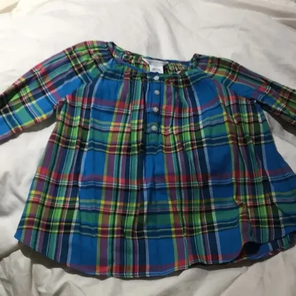 Ralph Lauren 24m turquoise plaid swing top worn 1x