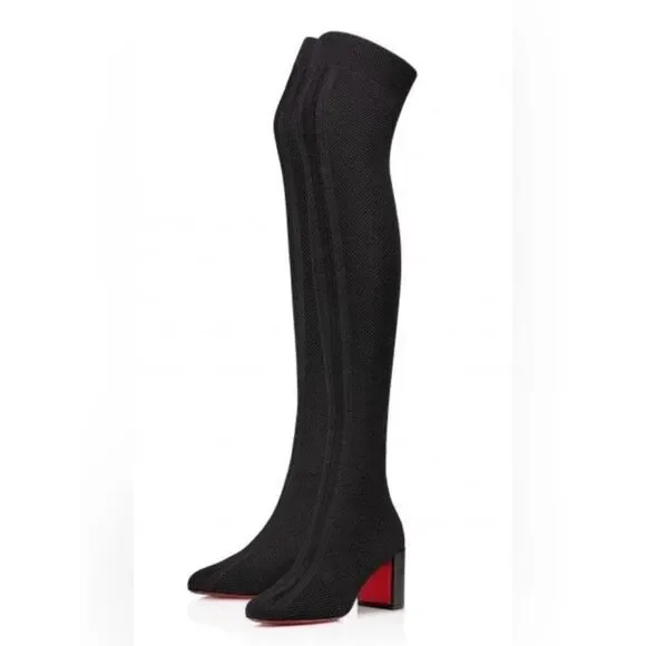 Christian Louboutin Beyonstage Botta 70 Over the Knee Thigh High Boot Black 36.5