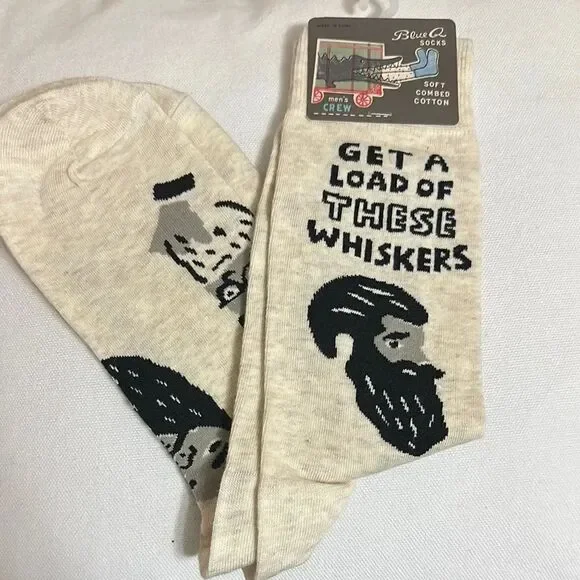 NWT Blue Q Men's Crew Socks - Get a load of these whiskers