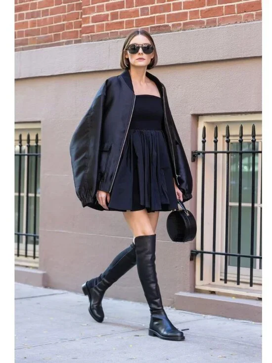 Stuart Weitzman 5050 Lug Sole Leather Over the Knee Boot Black size 6