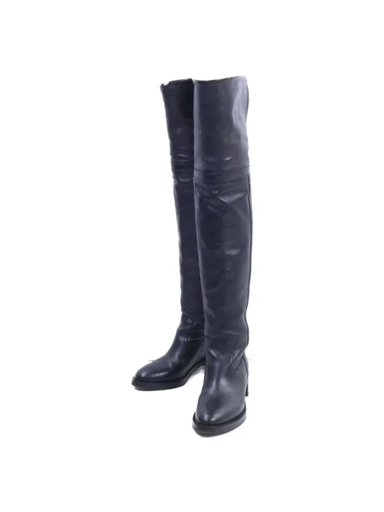 Celine Black Shearling Leather Fleece Lining Long Boots