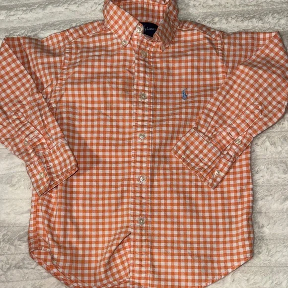 Ralph Lauren Kids Orange Plaid Button-Down Shirt