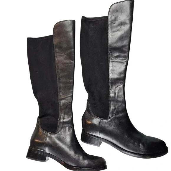Cole Haan‎ Air Whitley Black Leather & Suede Tall Boots, size 8.5 B