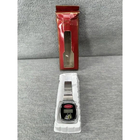 PETERBILT TRUCK Vintage Digital Mechanical Analog Silver Tone Watch