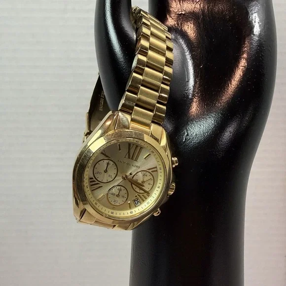 Michael Kors MK5798 Gold Tone Chronograph Watch 256401 Date Mens Womens