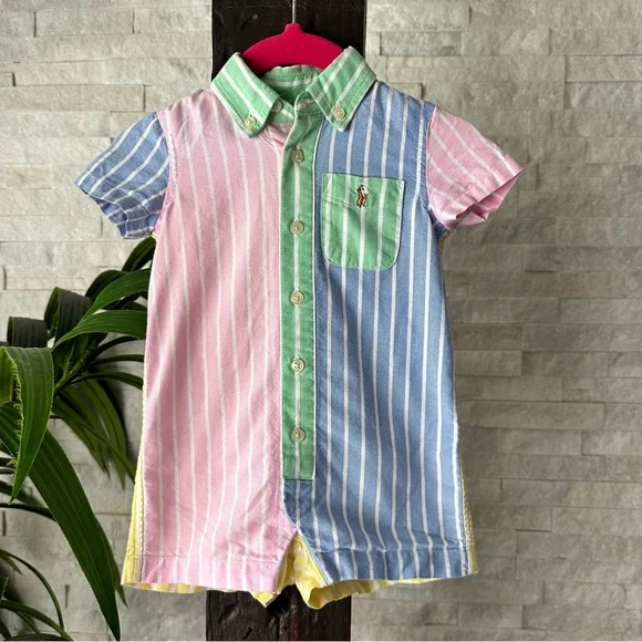Ralph Lauren Pastel Multicolor Oxford Stripe Shirtall Size 3 Month