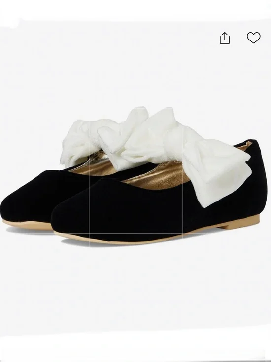 Janie and Jack Black Velvet Ballet Flats with White Bow