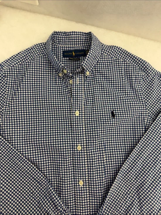 Ralph Lauren Kids Blue and White Gingham Button-Down Shirt