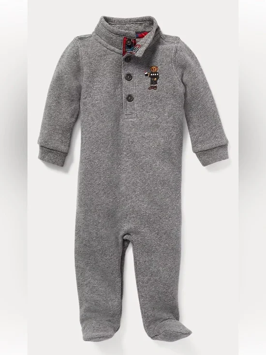 Ralph Lauren Polo Bear Cotton-Blend-Fleece Coverall