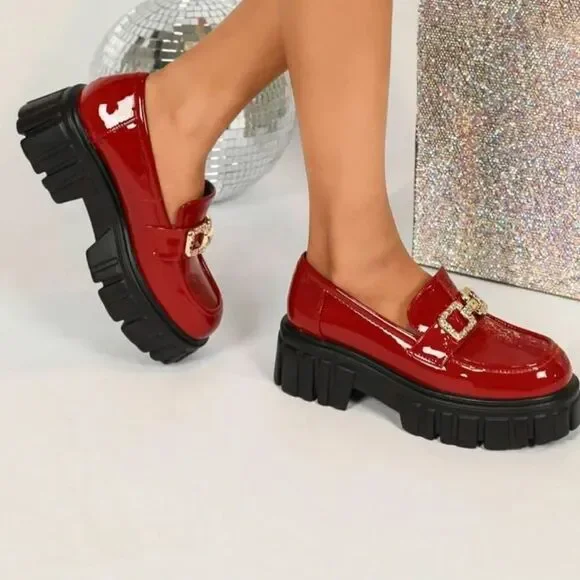 BRAND NEW MUDD BOWNOT CHUNKY HEEL PLATFORM LOAFERS