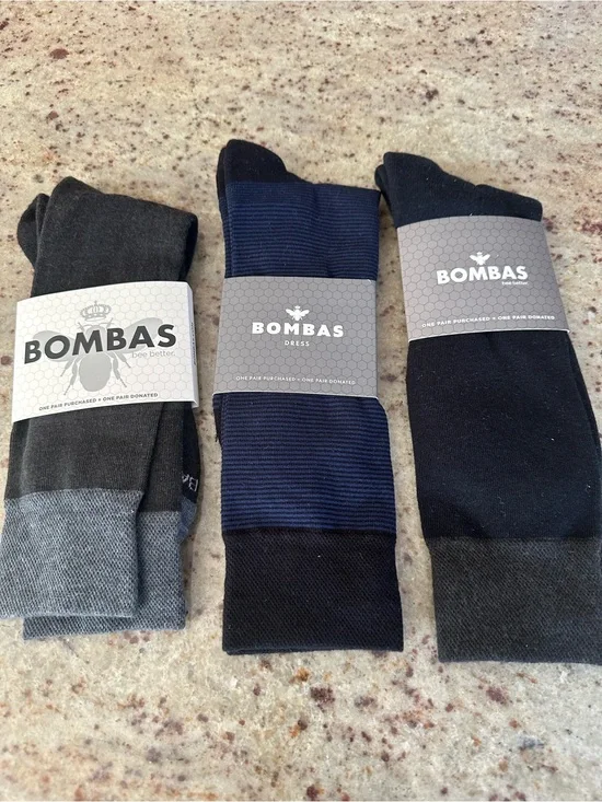 NWT - Bombas Men's Dress Socks - Black, Navy & Gray Trio