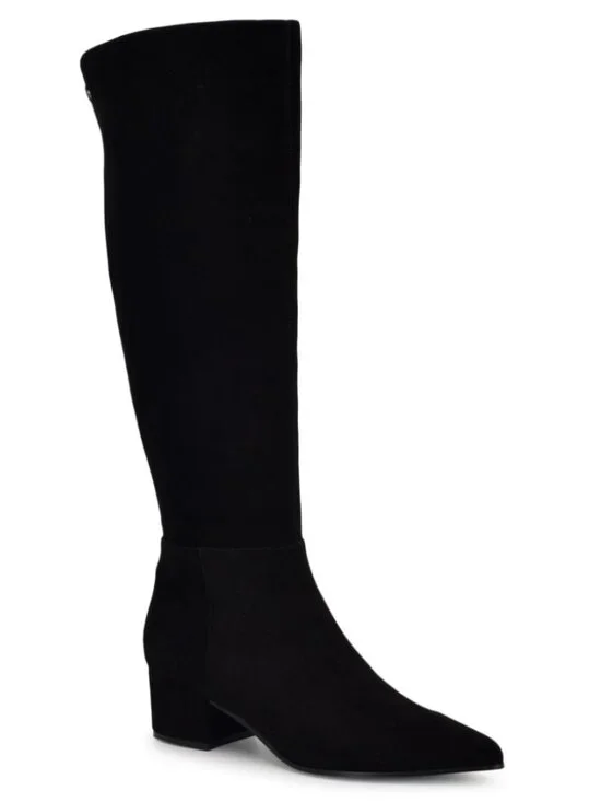 Nine West Morgin Black Suede Pointed Toe Knee High Boots Size 11 NWT