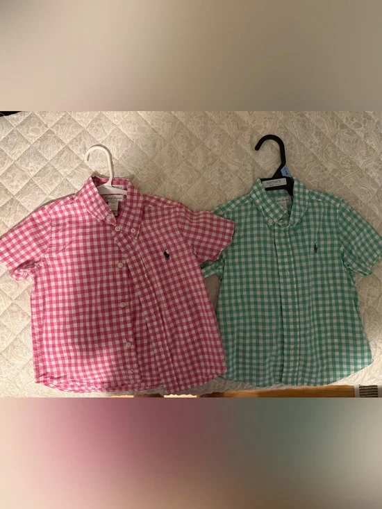 Ralph Lauren Pink Gingham Button-Down Shirt with Polo Logo