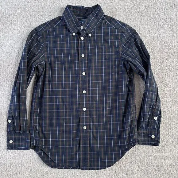 Ralph Lauren Youth Boys 8 Plaid Long Sleeve Button Down Casual Preppy Old Money