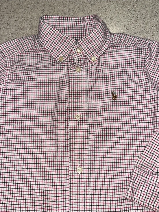 Ralph Lauren Pink and Black Check Polo Button-Down Shirt 3T