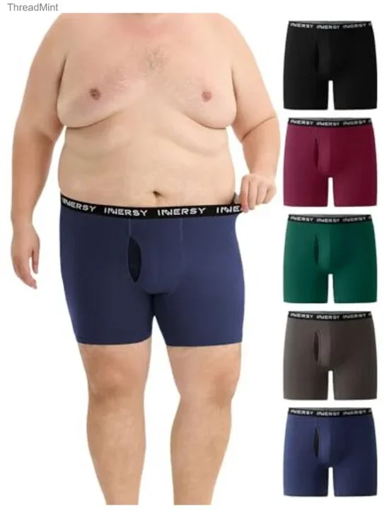 Big and Tall Boxer Briefs Cotton Blend Moisture Wicking Underwear 5-Pack