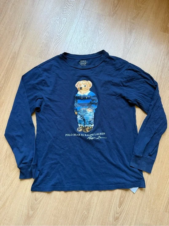 Ralph Lauren Navy Polo Bear Long Sleeve Tee