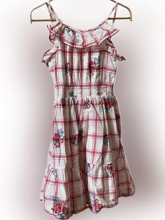 Ralph Lauren White and Pink Plaid Floral Sundress