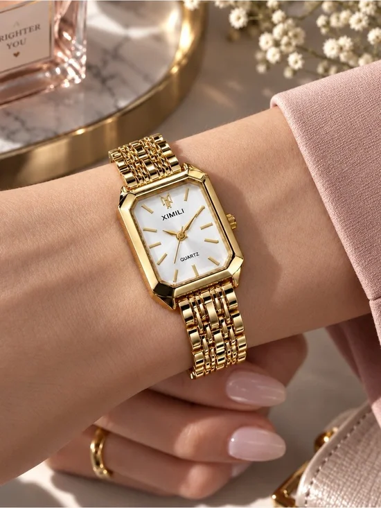 Gold Elegant Rectangular Bracelet Watch Women’s jewelry
