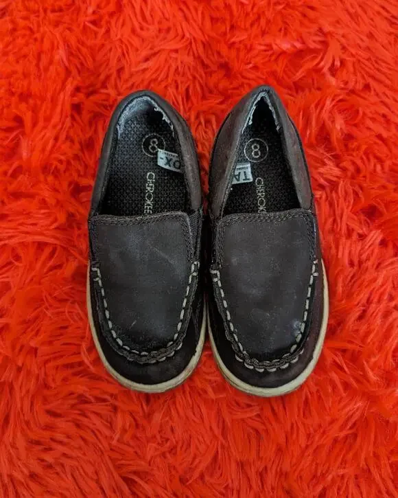 Cherokee Boys Brown Tan Casual Dress Slip On Loafer Shoes Toddler 8