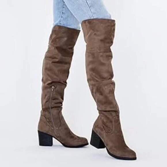 Journee Collection Women's Sana Block Heel Over The Knee Boots