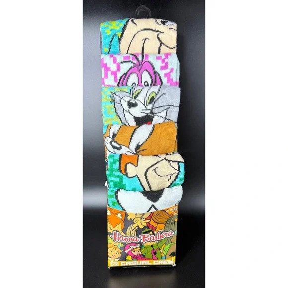 Hanna Barbera Casual Crew‎ Socks 6 Pair Pack Men's Fits Shoe Size 8-12