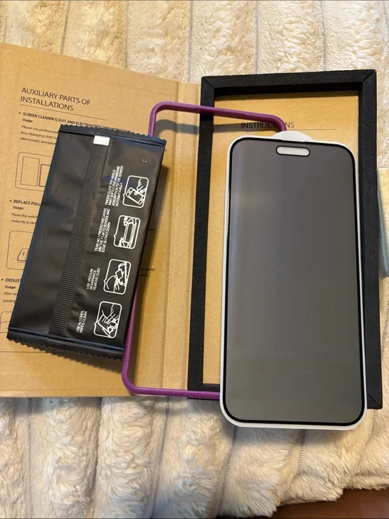 Purple Install Frame & Privacy Screen Protector for iPhone
