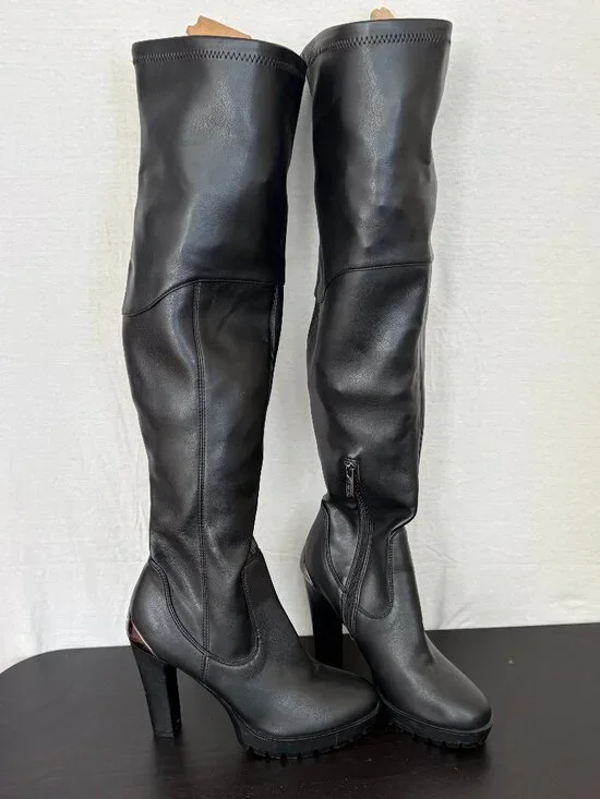 GUESS Black Over the Knee Platform High Heel Boots Size 8M