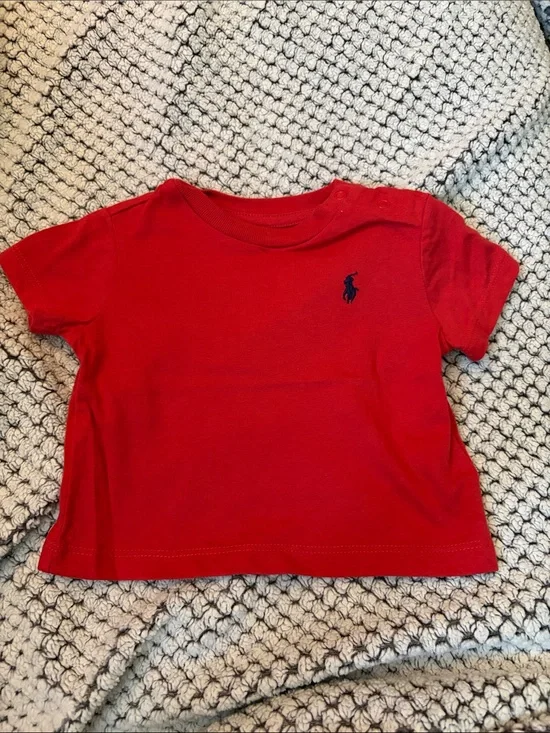 Ralph Lauren Red Short-Sleeve Baby Tee with Navy Pony