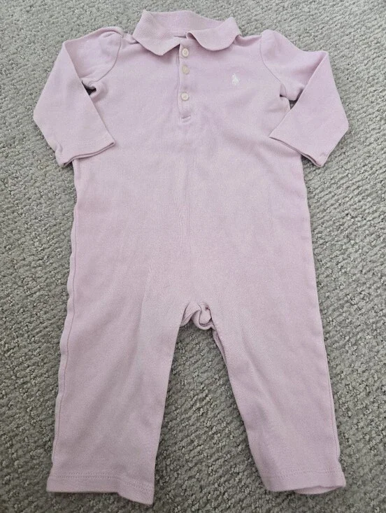 Ralph Lauren Pink Cotton Polo One-Piece for Baby