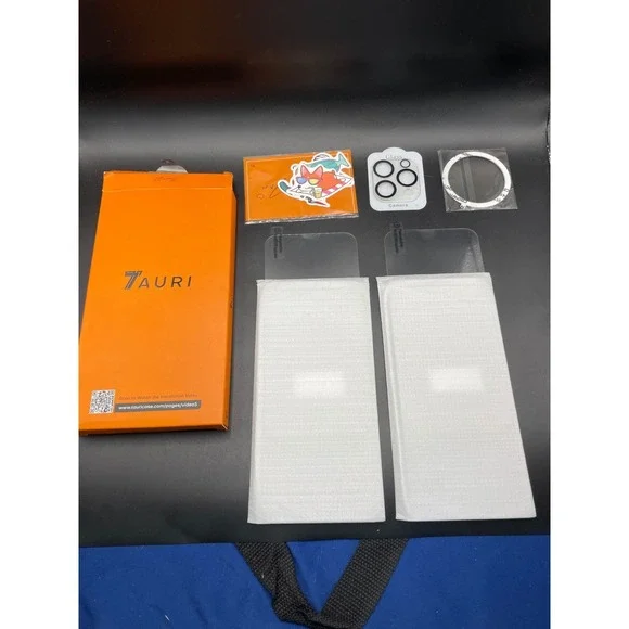TAURI iPhone 15 Pro Max Screen Protector 2+2+1 Kit Tempered Glass Camera Lens BK