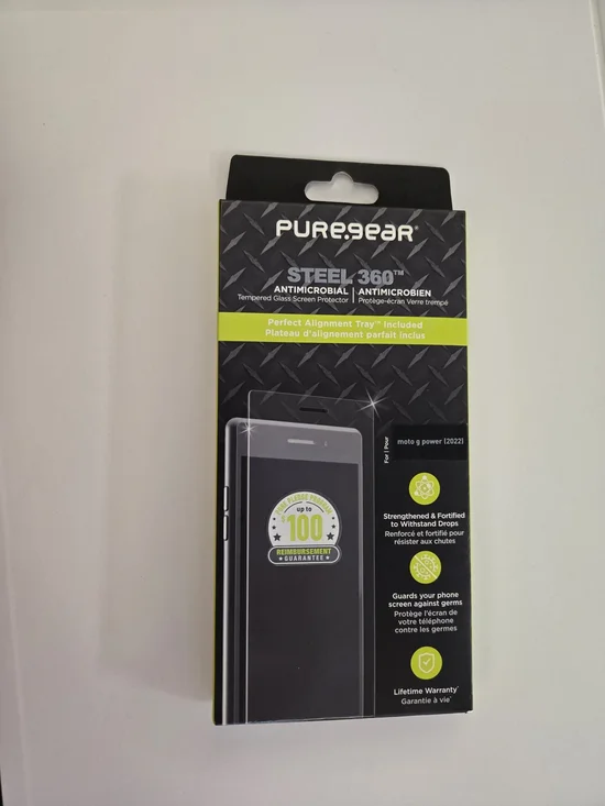 Steel360 Antimicrobial Tempered Glass Screen Protector - Black For Moto G Powet