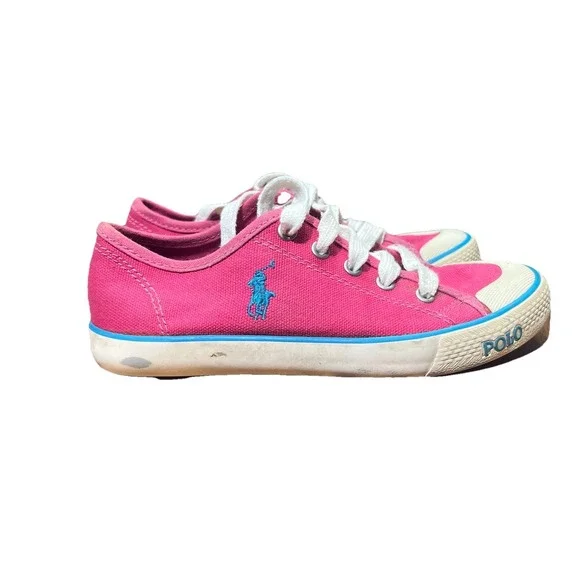 POLO RALPH LAUREN 991732 Inf's 13.5 Preppy‎ Pink Canvas Casual Shoes Laces