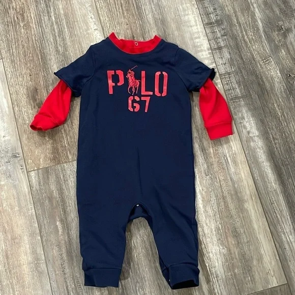 Ralph Lauren Polo baby boy One Piece/Romper blue-red - Size 6 months