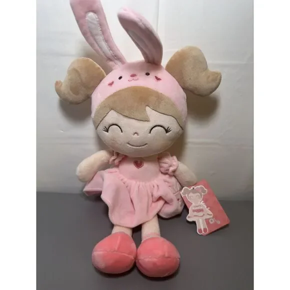 Easter Gloveleya Baby Doll Girl Soft Plush Bunny Ears Pink Dress Hair ‎ 17