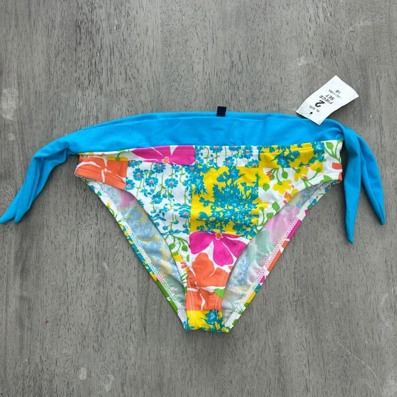 Ralph Lauren Girl Floral Patchwork Bikini Bottom Blue Pink Yellow Size 16 NWT