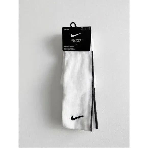 NIKE Men/ Women  Vapor Knee High football Socks size M 6-8 W 6-10 Black White