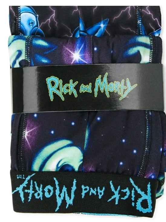Bioworld Rick and Morty Black & Neon Blue Graphic Boxer Briefs Rick And Morty