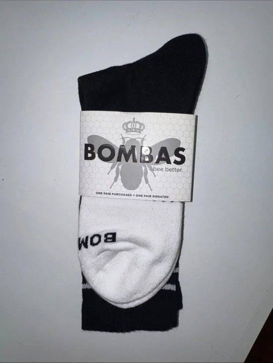 Bombas Black and White Athletic Calf Socks