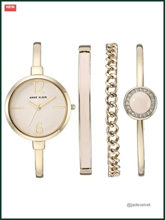 Anne Klein Women's Bangle Watch & Crystal Bracelet Set 32mm Quartz