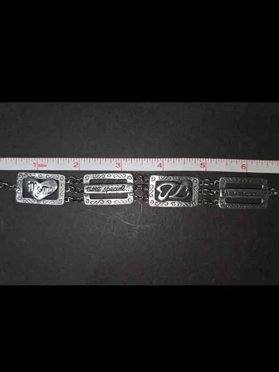 Source Unknown Silver Tone Sentiment Panel Bracelet